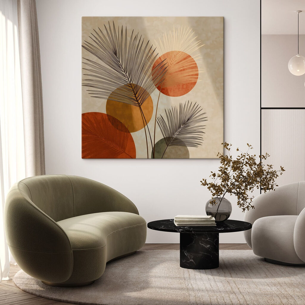- Vibrant foliage with circular patterns
