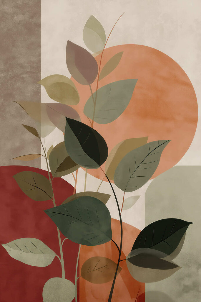 Plant with leaves and a sun Plant with leaves and a sun