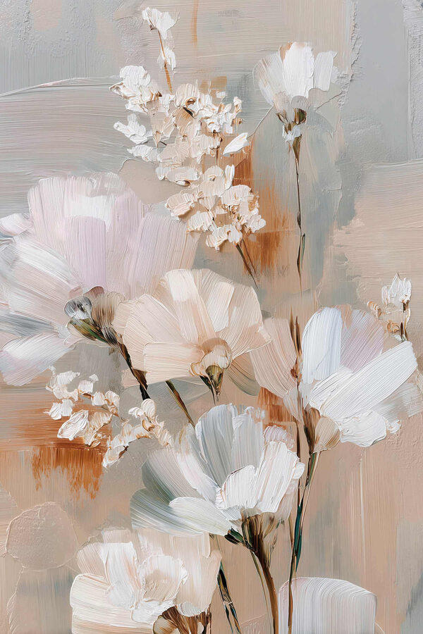 Painting of flowers on a white surface