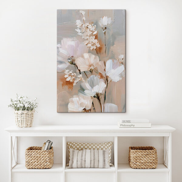 Painting of flowers on a white surface