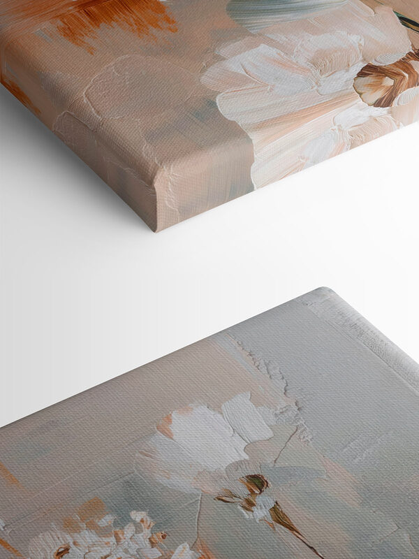 Painting of flowers on a white surface
