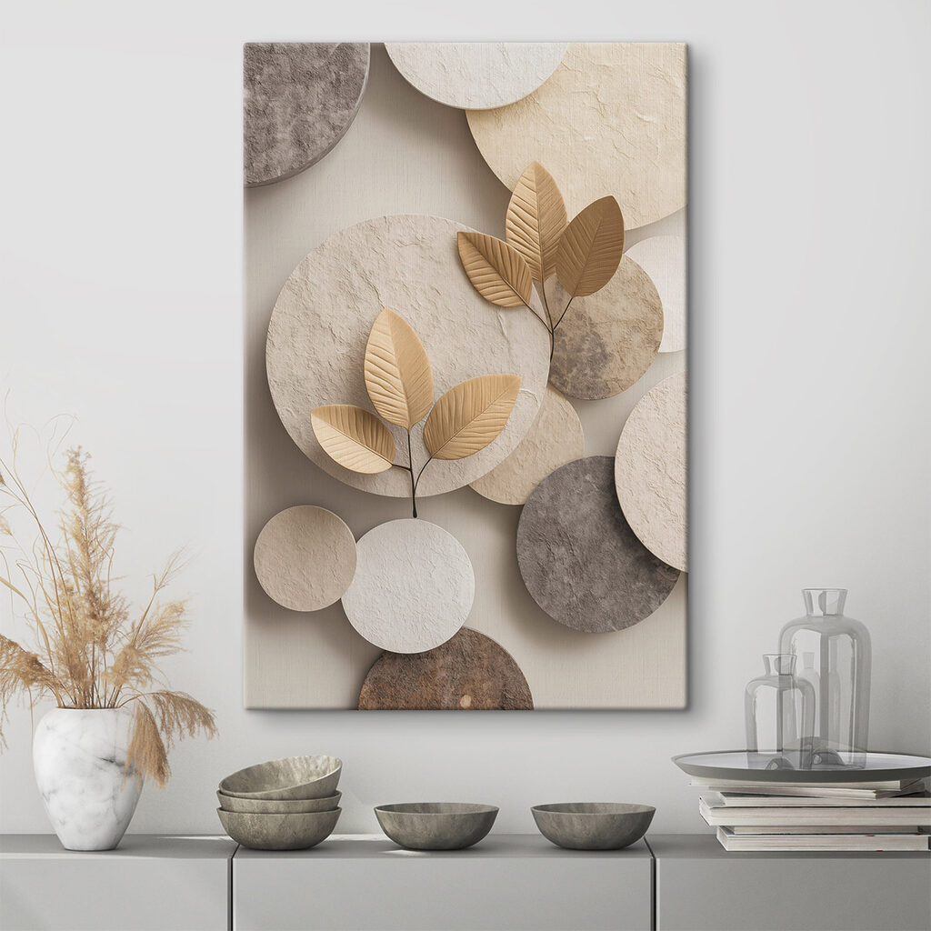 Group of circular objects with leaves