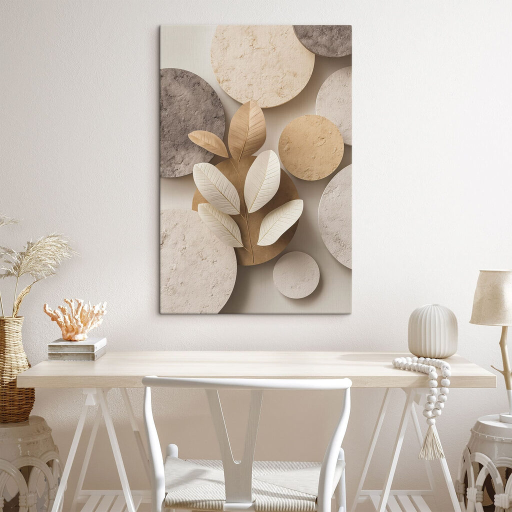 Group of round circular objects with leaves Group of round circular objects with leaves