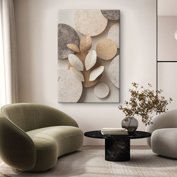 Group of round circular objects with leaves Group of round circular objects with leaves