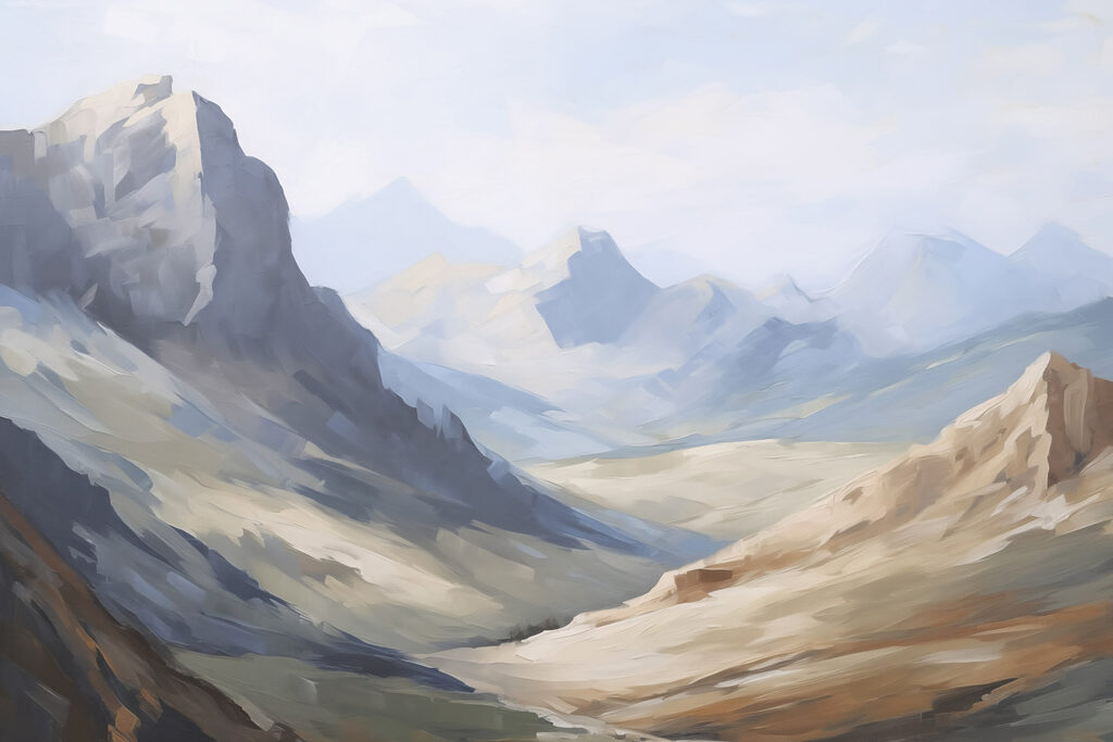 Painting of a mountain range