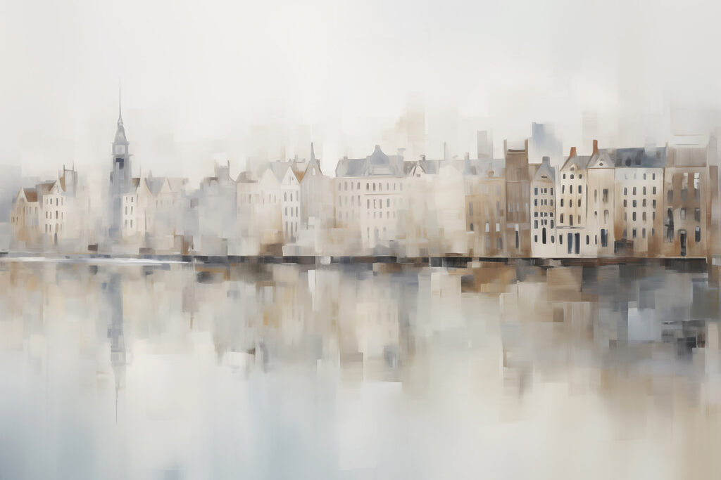 Watercolor of a city Watercolor of a city