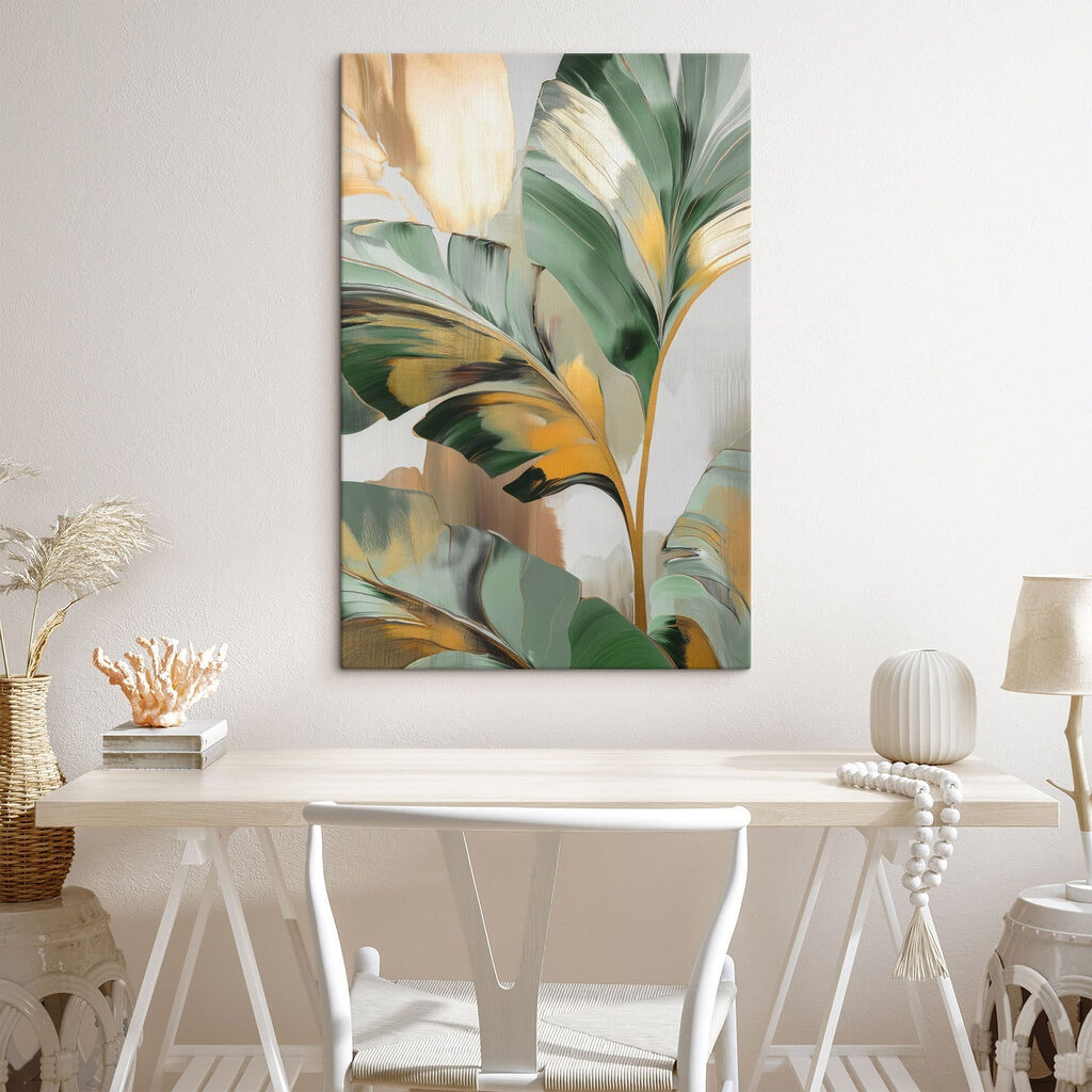 Vibrant tropical leaves in bold hues