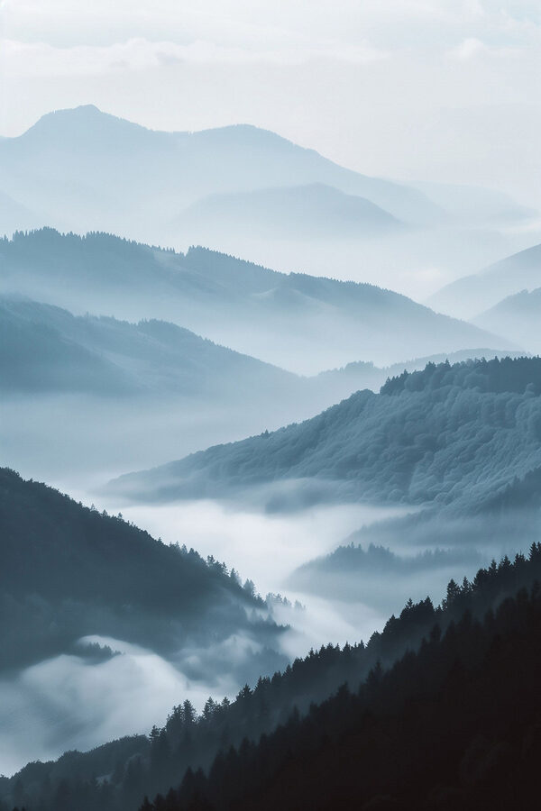 Foggy mountain range
