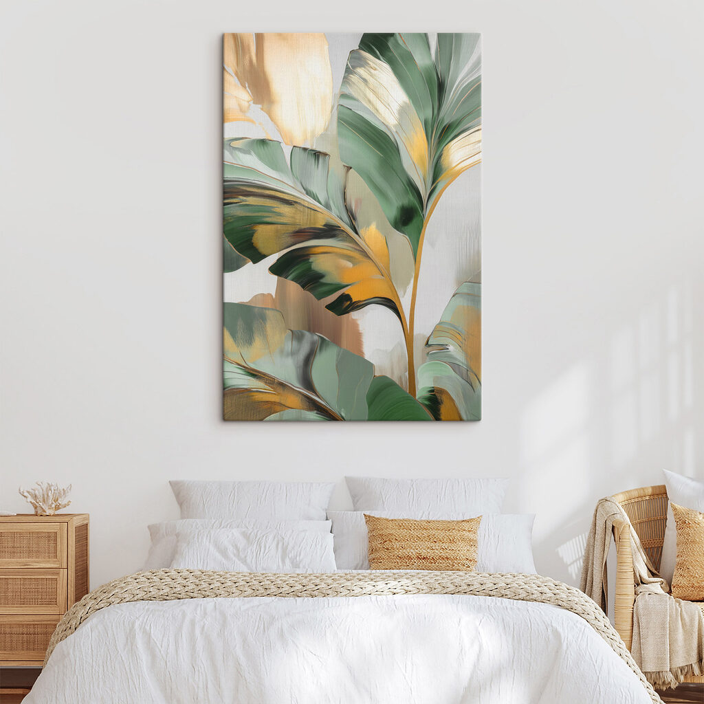 Vibrant tropical leaves in bold hues