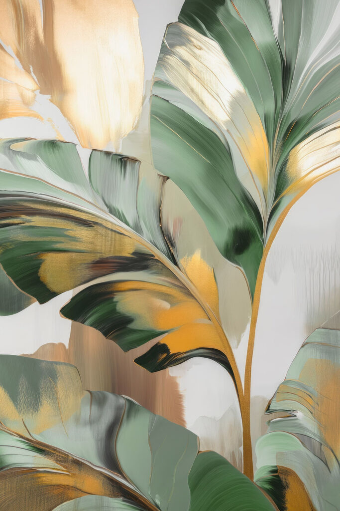 Vibrant tropical leaves in bold hues