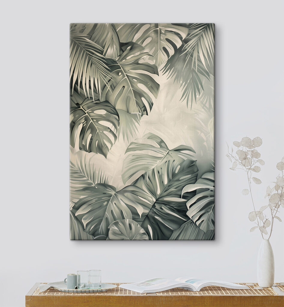 Lush green leaves in soft tones