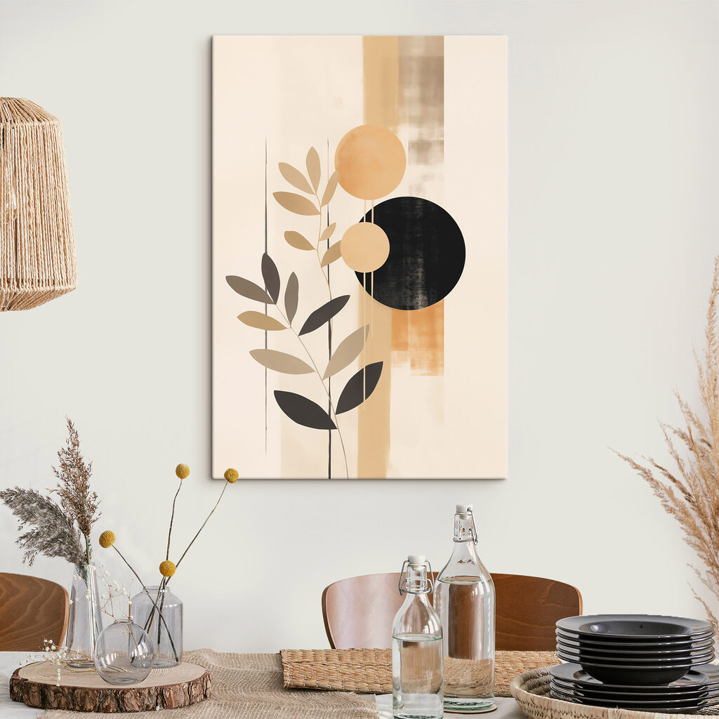 Painting of a plant with circles and leaves Painting of a plant with circles and leaves