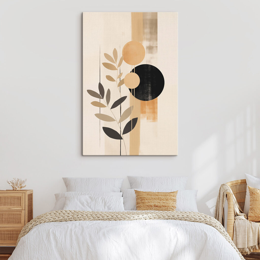 Painting of a plant with circles and leaves Painting of a plant with circles and leaves