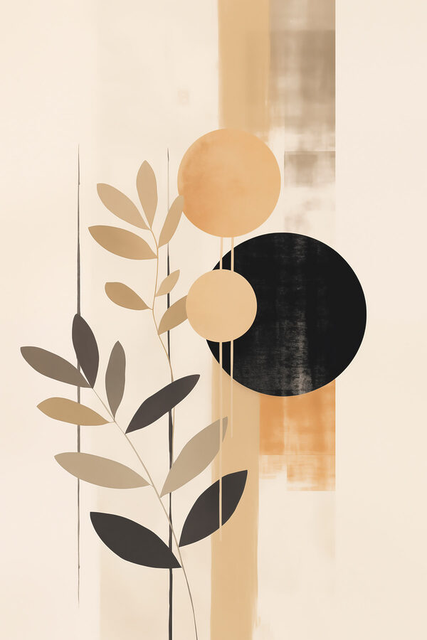 Painting of a plant with circles and leaves Painting of a plant with circles and leaves