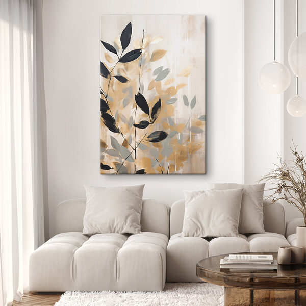 Painting of leaves on a wall