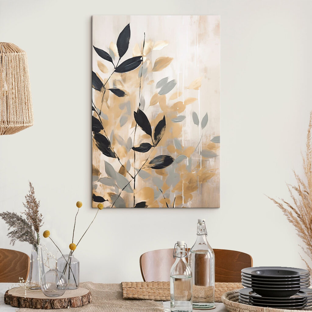 Painting of leaves on a wall