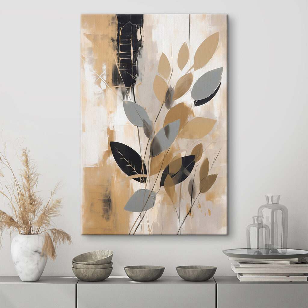 Painting of leaves on a wall Painting of leaves on a wall