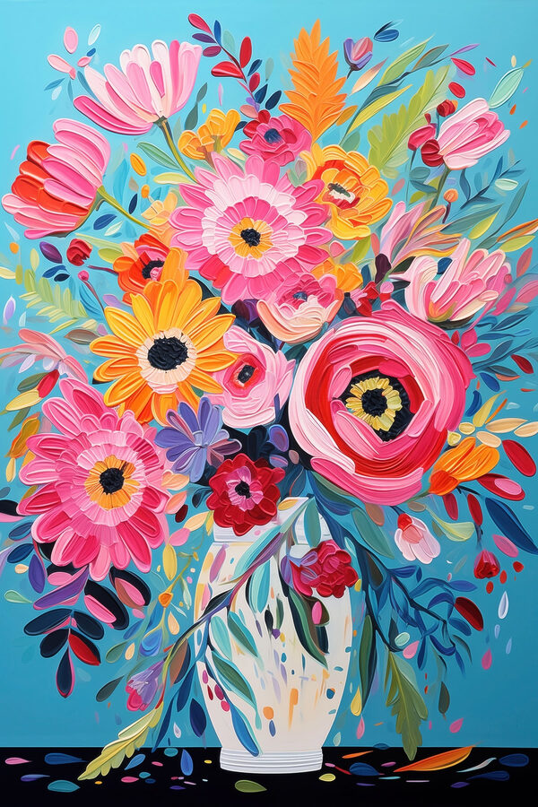 Painting of flowers in a vase