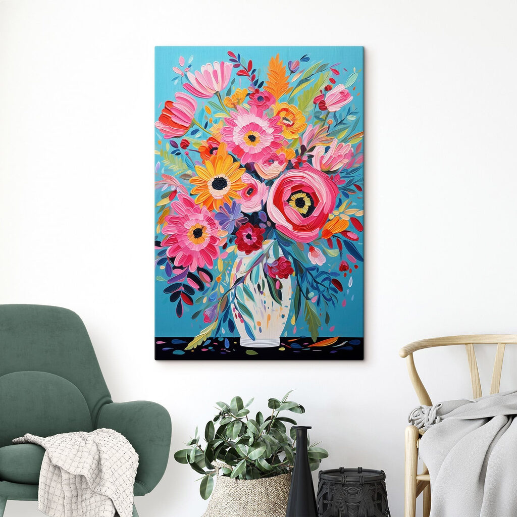 Painting of flowers in a vase