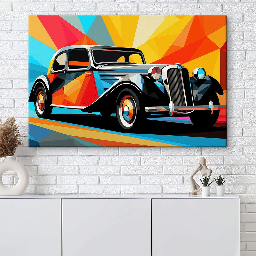 Colorful car on a road Colorful car on a road