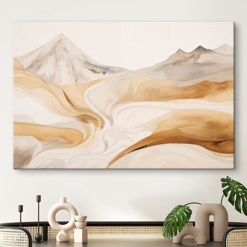Watercolor painting of a desert landscape