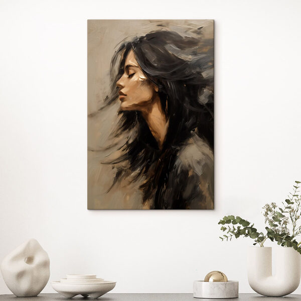 Painting of a woman with long hair
