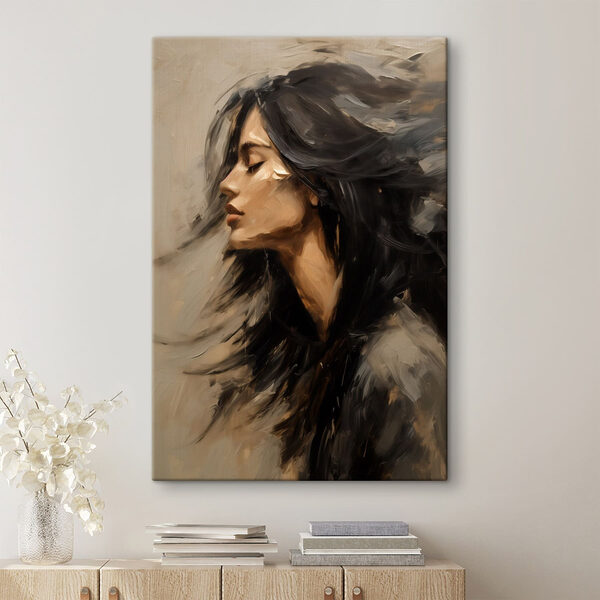 Painting of a woman with long hair