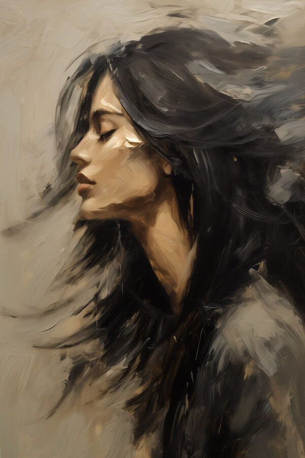 Painting of a woman with long hair