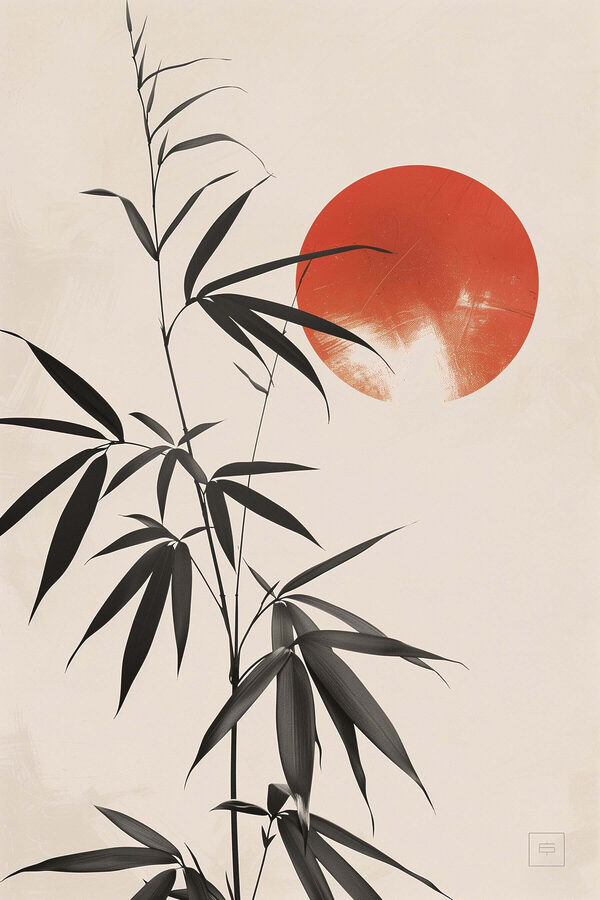 Plant with leaves and a red circle Plant with leaves and a red circle