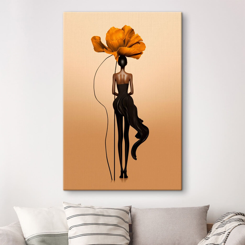 Statue of a woman with a flower on her head