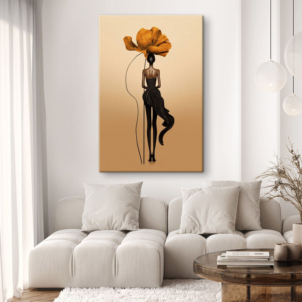 Statue of a woman with a flower on her head