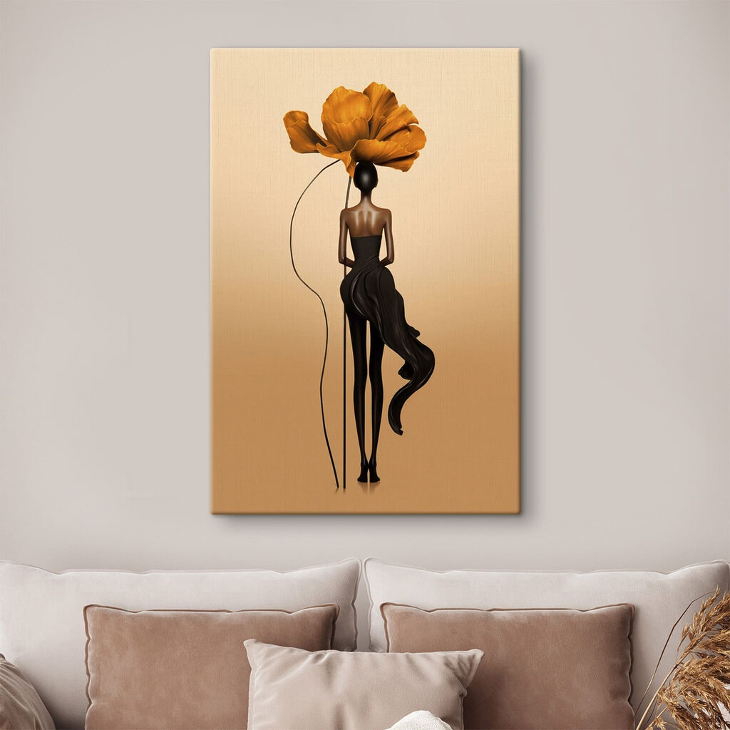 Statue of a woman with a flower on her head