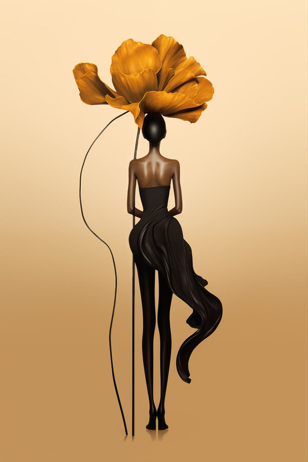 Statue of a woman with a flower on her head