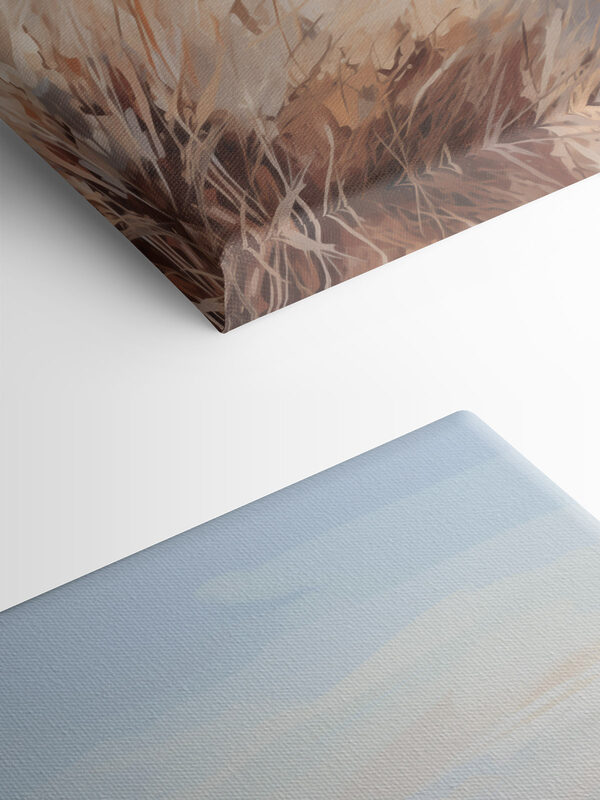 Watercolor painting of a field of grass and a body of water Watercolor painting of a field of grass and a body of water