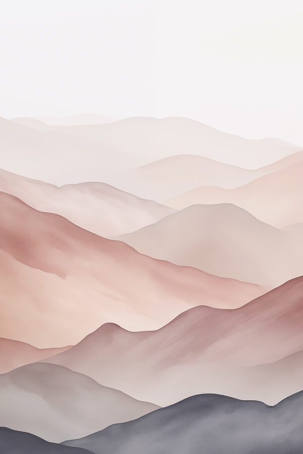 Landscape of hills with fog