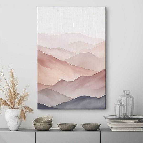 Landscape of hills with fog