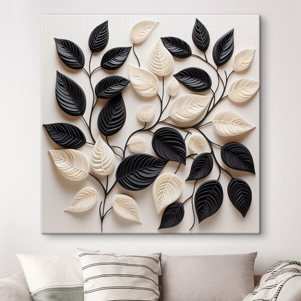 Wandbilder Black and white leaves on a white surface (Artikelnummer: s48606) Wandbilder Black and white leaves on a white surface (Artikelnummer: s48606)