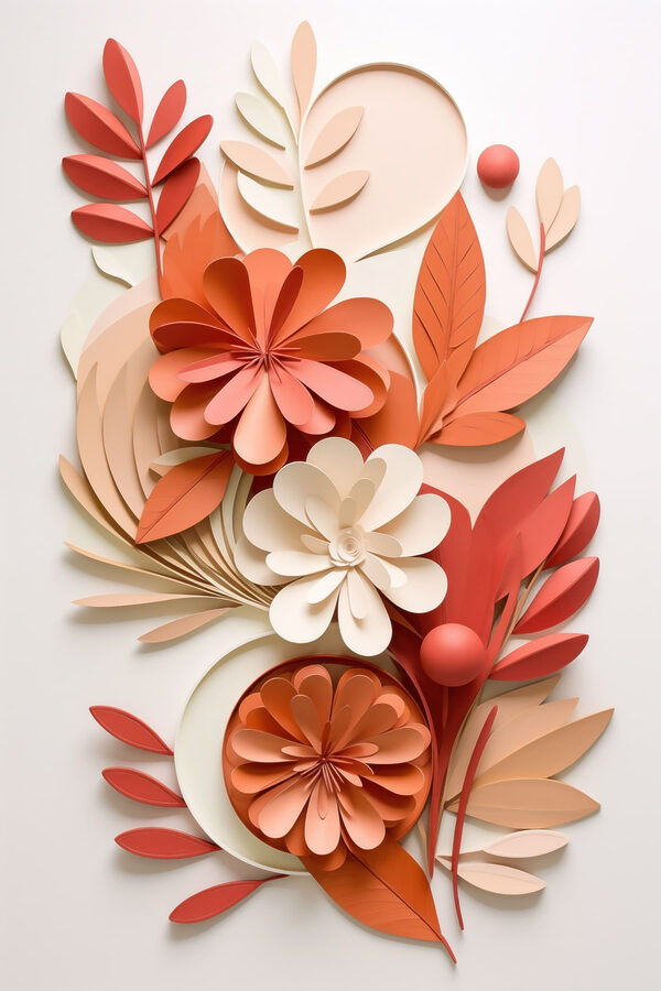 Paper flowers and leaves