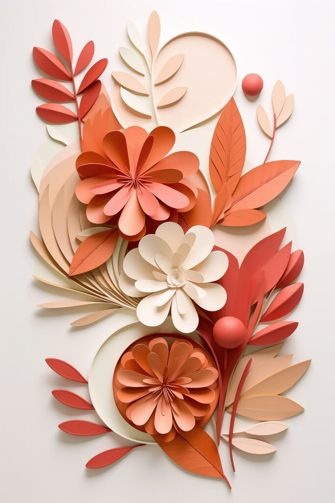 Paper flowers and leaves