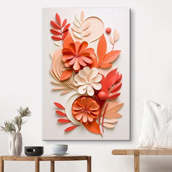 Paper flowers and leaves