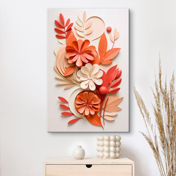 Paper flowers and leaves