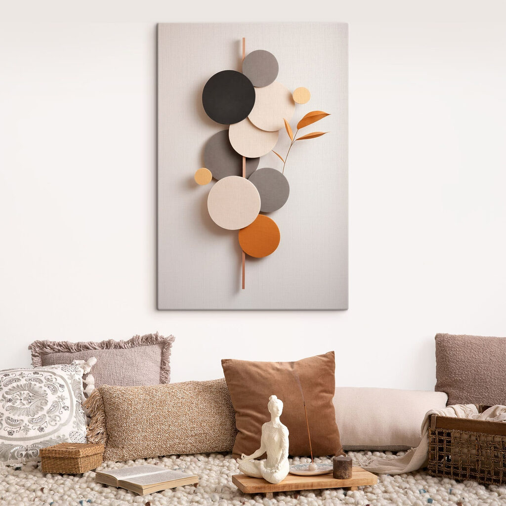 Group of circles with a leaf on a stick Group of circles with a leaf on a stick