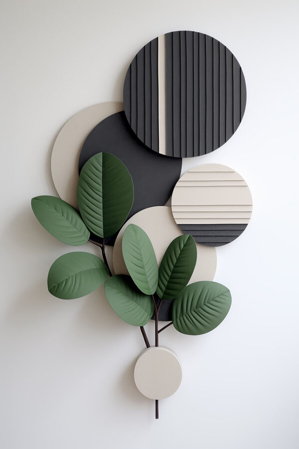 Wall art with a plant and leaves Wall art with a plant and leaves