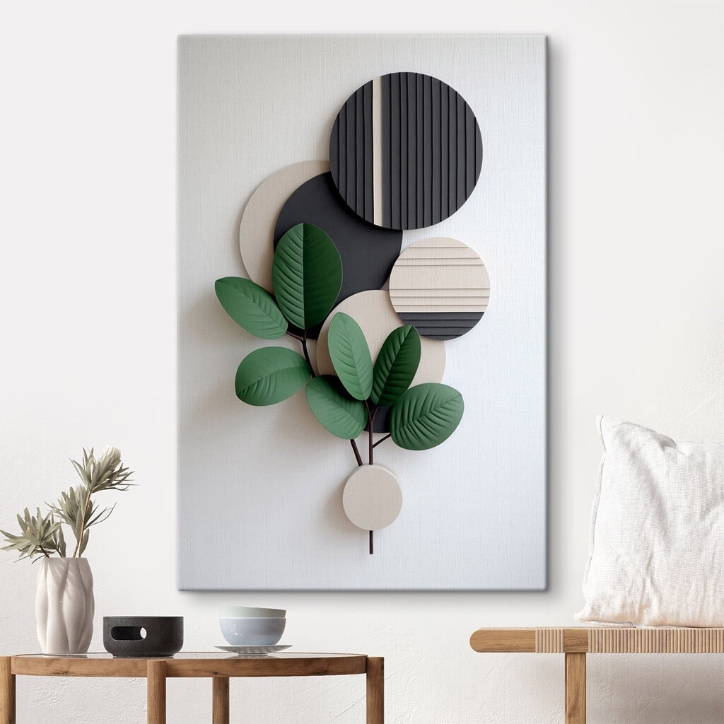 Wall art with a plant and leaves Wall art with a plant and leaves