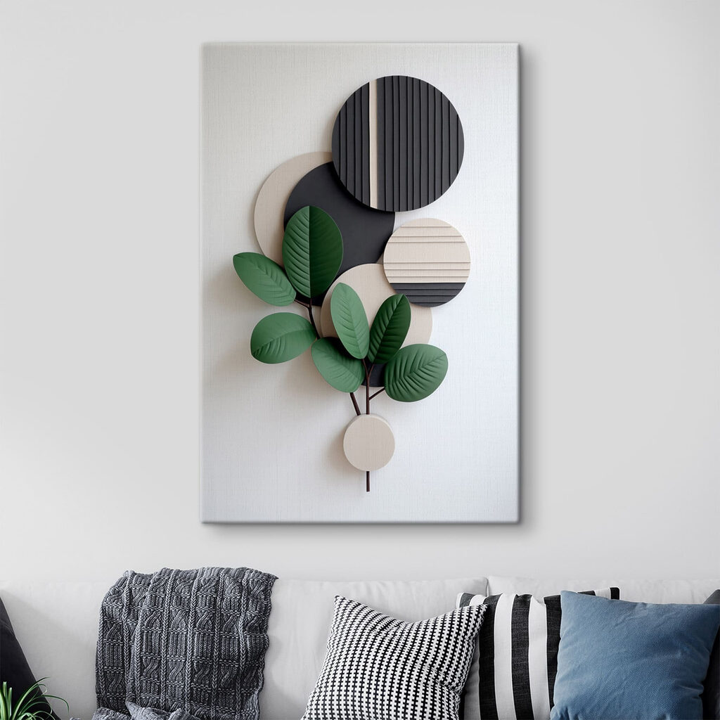 Wall art with a plant and leaves Wall art with a plant and leaves