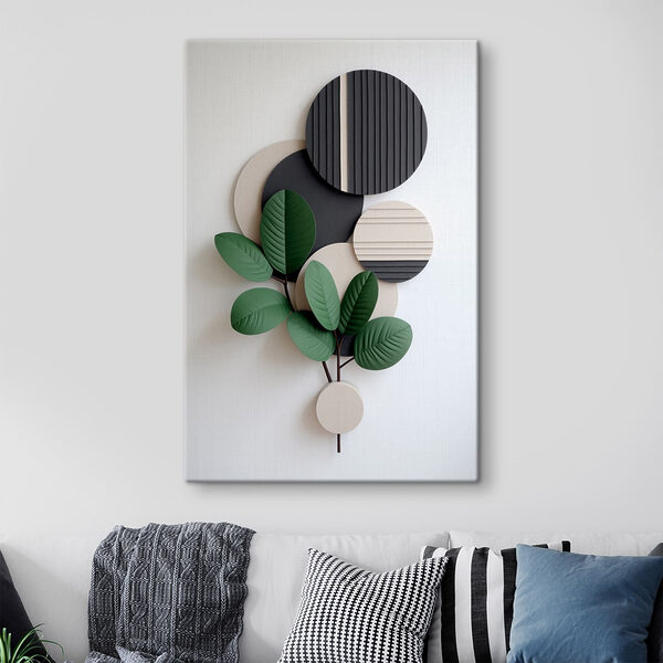 Wall art with a plant and leaves Wall art with a plant and leaves