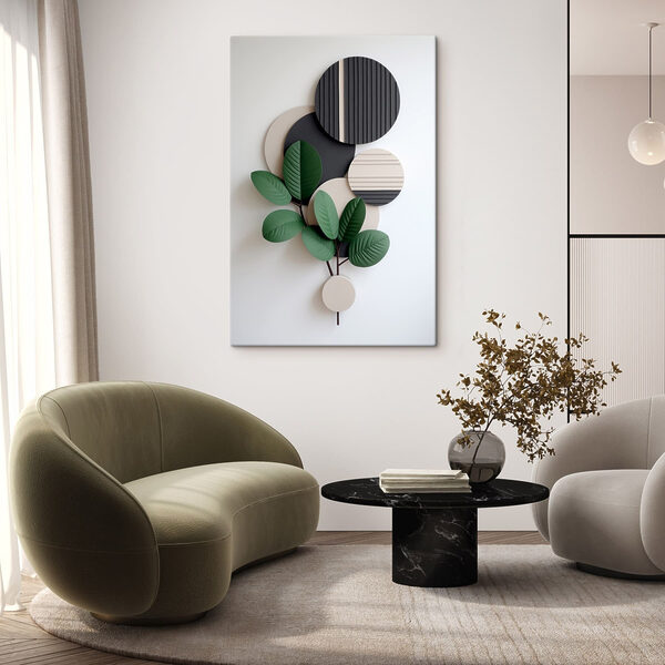 Wall art with a plant and leaves Wall art with a plant and leaves