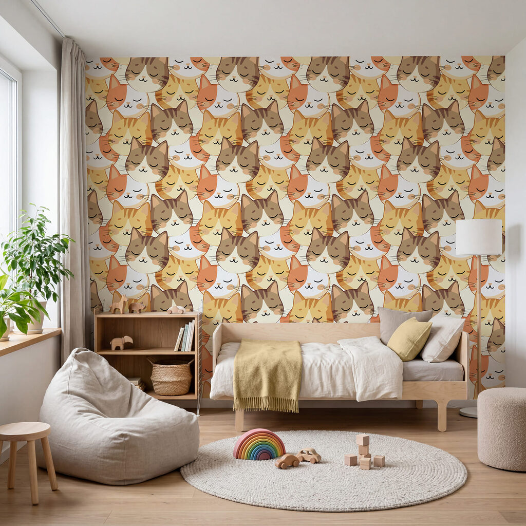 Eine Gruppe von Katzen in einer Reihe Eine Gruppe von Katzen in einer Reihe