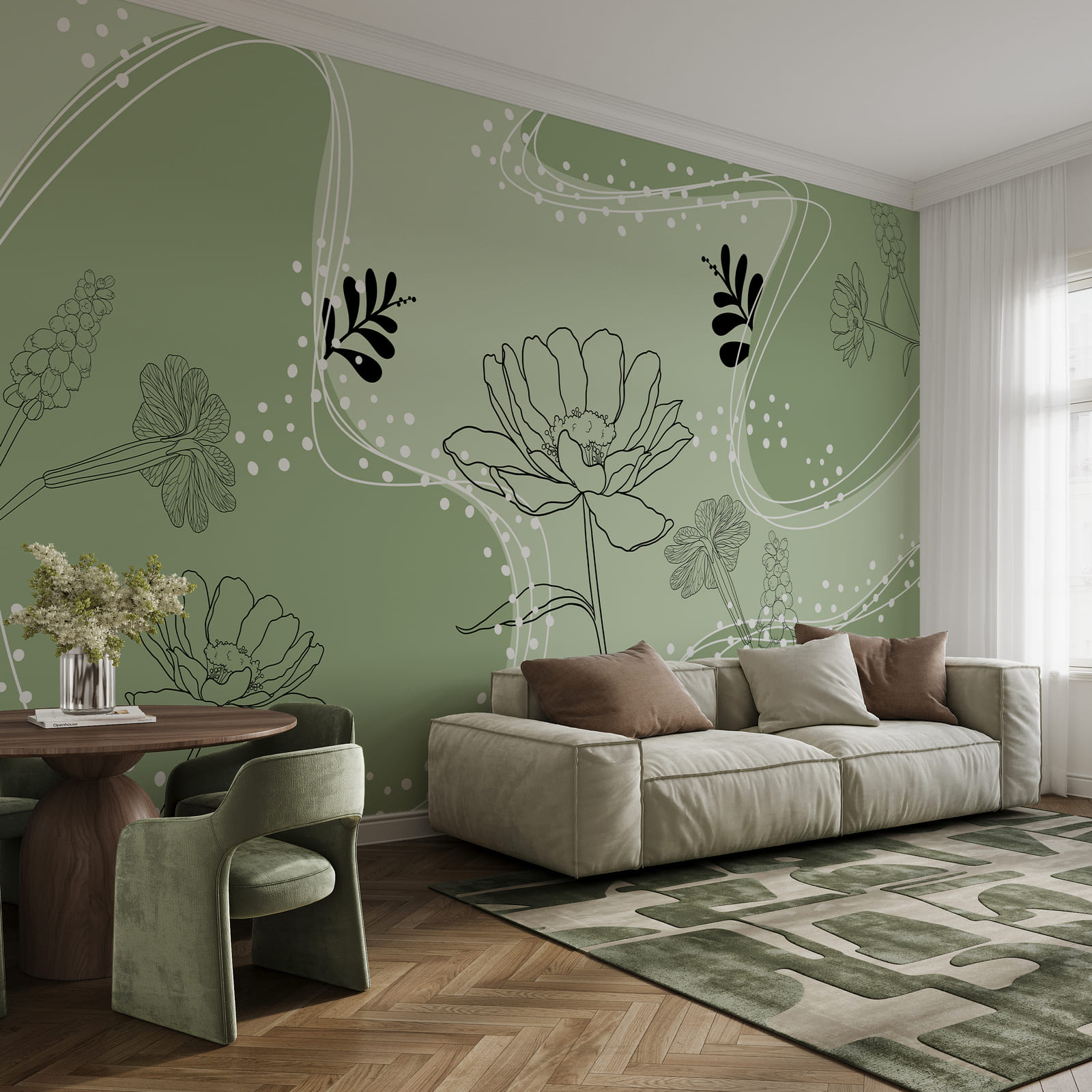 Zeichnung von Blumen und Blättern Zeichnung von Blumen und Blättern