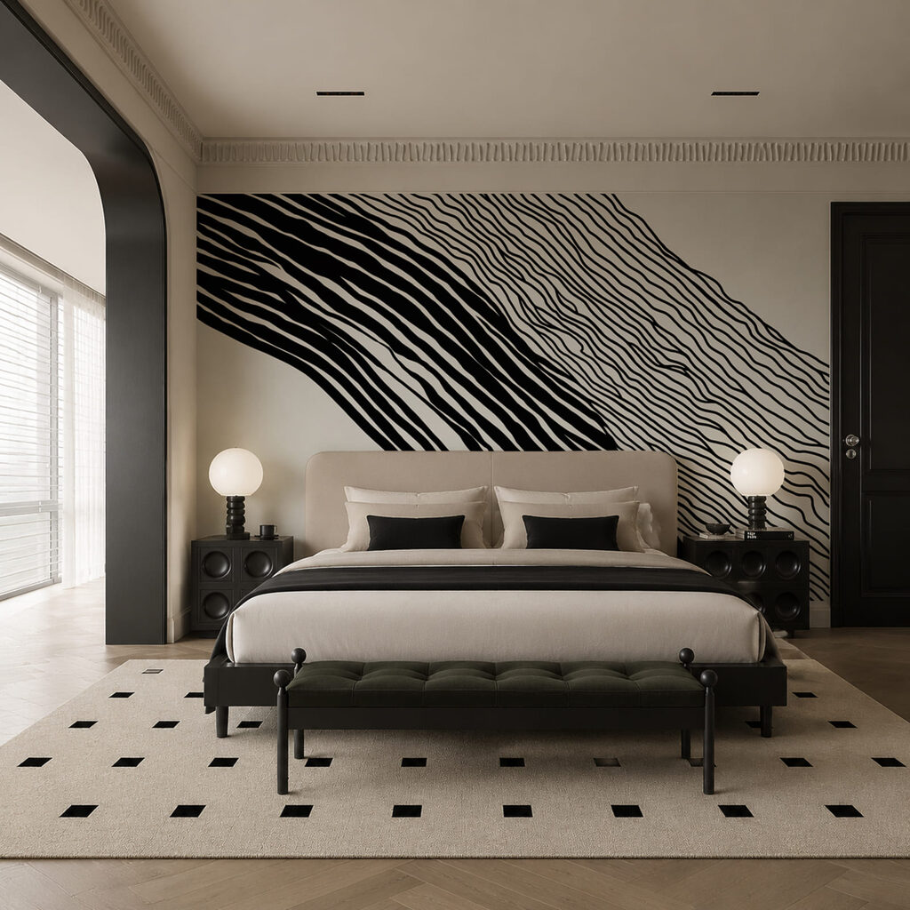 Schwarz-Weiß-Bild mit Linien Schwarz-Weiß-Bild mit Linien